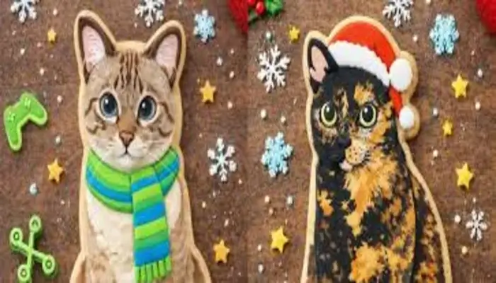 Crear la imagen de una galleta de azúcar navideña con la foto de tu mascota