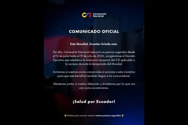 Cervecería Nacional reduce el precio durante el Mundial