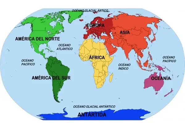 Continentes para Niños Mapamundi