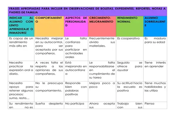 Frases y Observaciones para Boletas