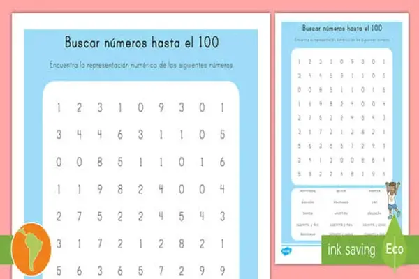 Sopa de Números para Imprimir con Soluciones