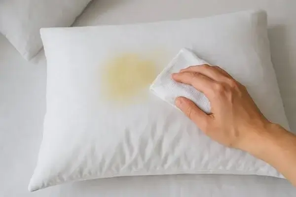 manchas amarillas en almohadas