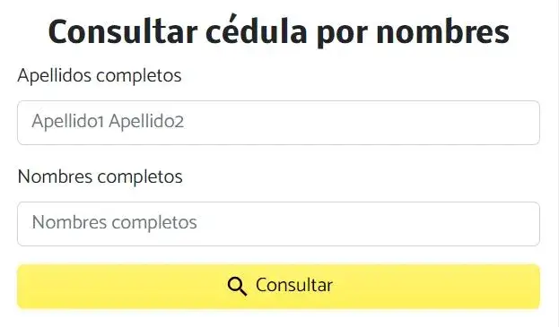 Consultar el nombre con el numero de cedula